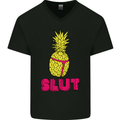 Pineapple Slut Funny Movie Theme Mens V-Neck Cotton T-Shirt Black