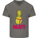 Pineapple Slut Funny Movie Theme Mens V-Neck Cotton T-Shirt Charcoal