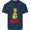 Pineapple Slut Funny Movie Theme Mens V-Neck Cotton T-Shirt Navy Blue