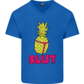 Pineapple Slut Funny Movie Theme Mens V-Neck Cotton T-Shirt Royal Blue