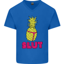 Pineapple Slut Funny Movie Theme Mens V-Neck Cotton T-Shirt Royal Blue