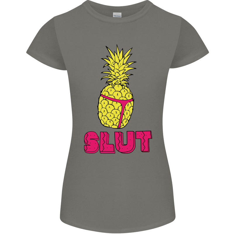 Pineapple Slut Funny Movie Theme Womens Petite Cut T-Shirt Charcoal
