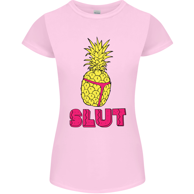 Pineapple Slut Funny Movie Theme Womens Petite Cut T-Shirt Light Pink
