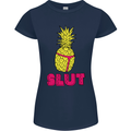 Pineapple Slut Funny Movie Theme Womens Petite Cut T-Shirt Navy Blue