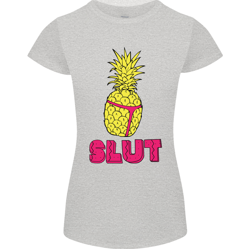 Pineapple Slut Funny Movie Theme Womens Petite Cut T-Shirt Sports Grey