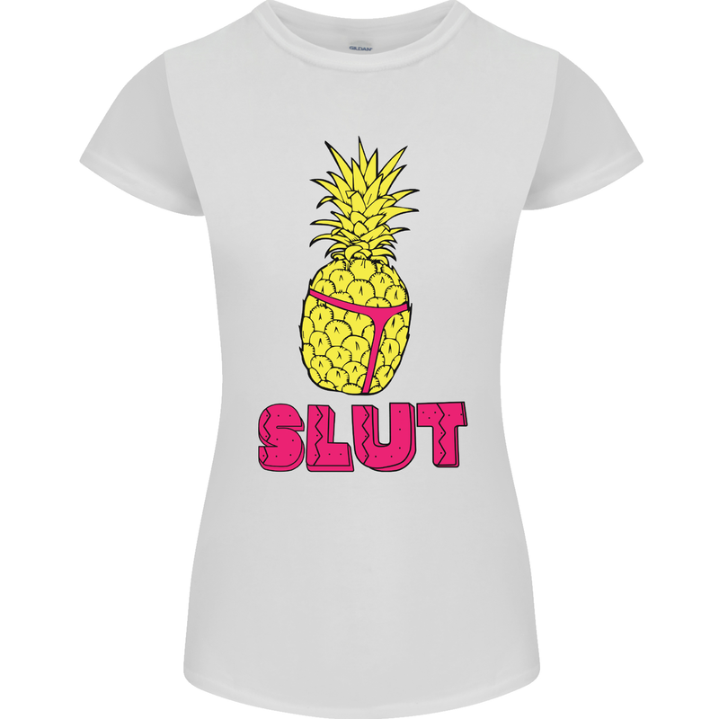 Pineapple Slut Funny Movie Theme Womens Petite Cut T-Shirt White