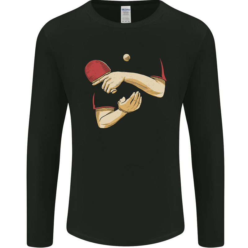 Ping Pong Hands Table Tennis Fancy Dress Mens Long Sleeve T-Shirt Black