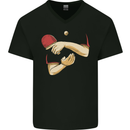 Ping Pong Hands Table Tennis Fancy Dress Mens V-Neck Cotton T-Shirt Black