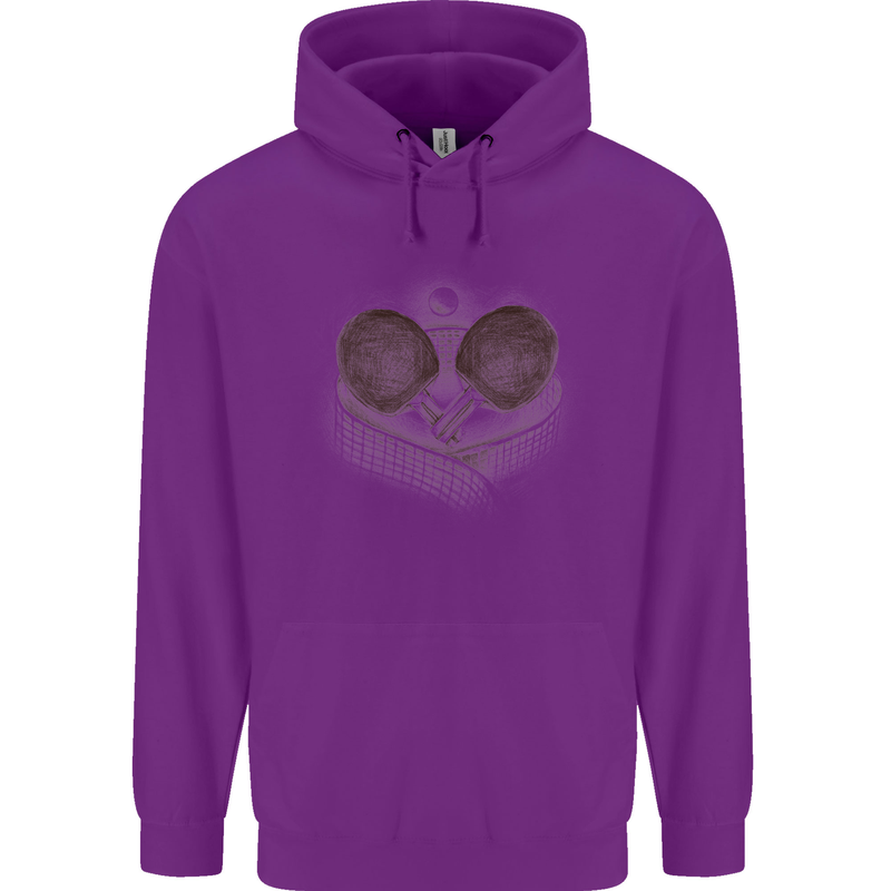 Ping Pong Sketch Table Tennis Set Childrens Kids Hoodie Purple