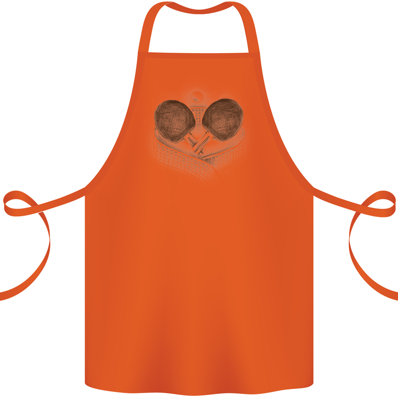 Ping Pong Sketch Table Tennis Set Cotton Apron 100% Organic Orange