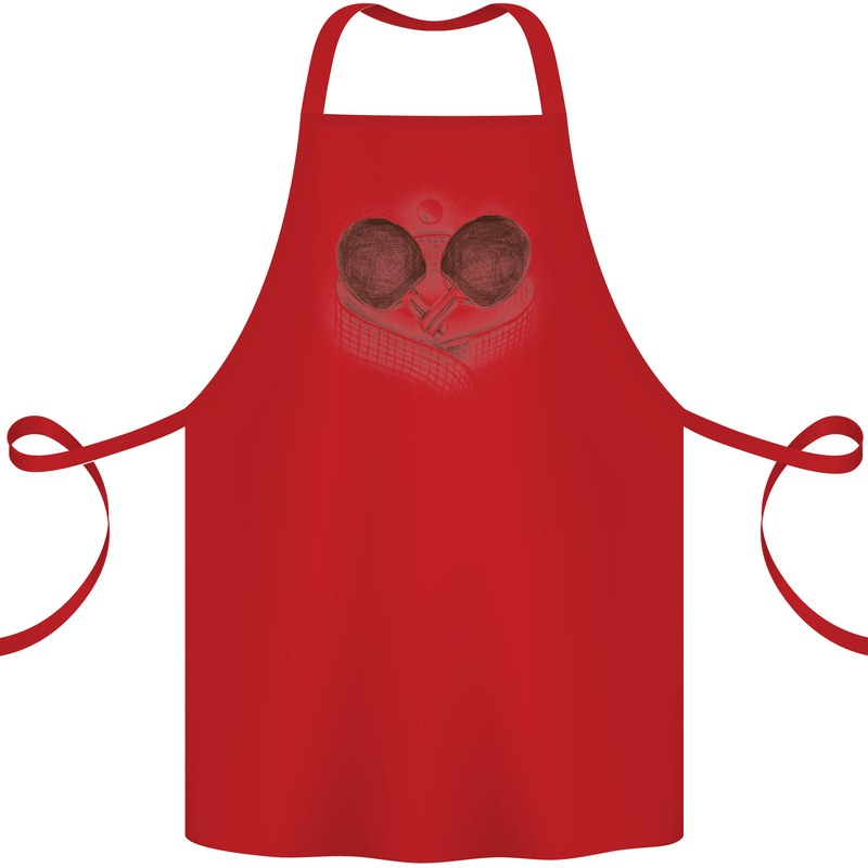 Ping Pong Sketch Table Tennis Set Cotton Apron 100% Organic Red