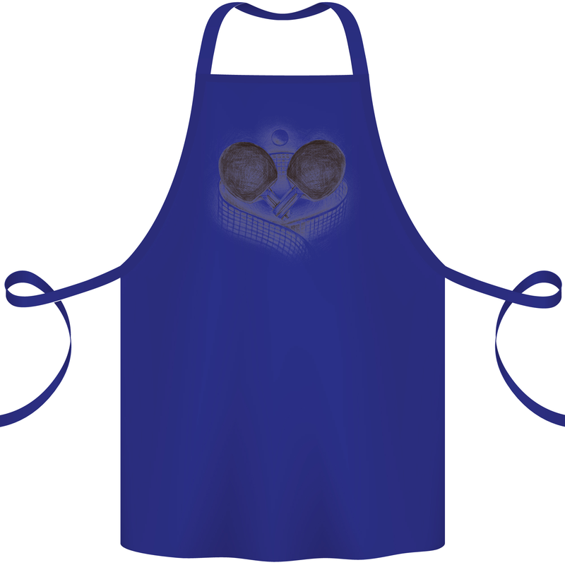 Ping Pong Sketch Table Tennis Set Cotton Apron 100% Organic Royal Blue