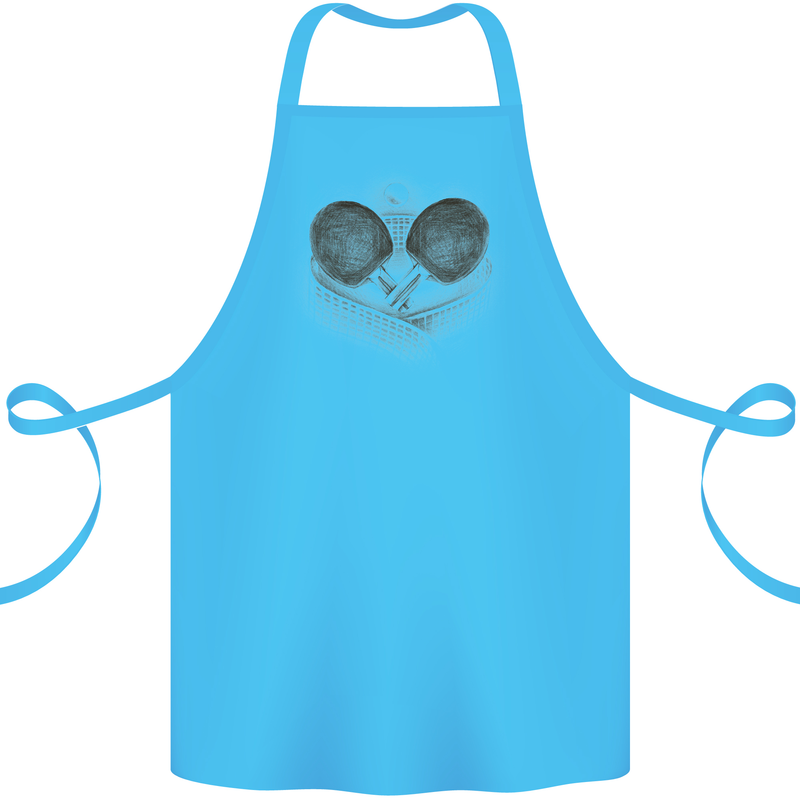 Ping Pong Sketch Table Tennis Set Cotton Apron 100% Organic Turquoise