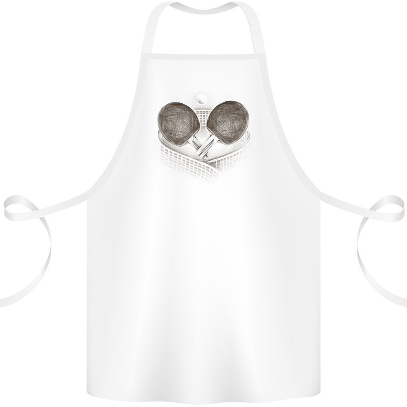 Ping Pong Sketch Table Tennis Set Cotton Apron 100% Organic White