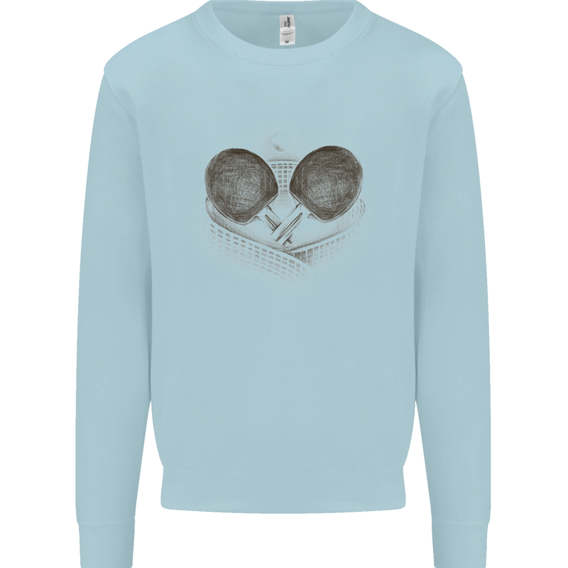 Ping Pong Sketch Table Tennis Set Kids Sweatshirt Jumper Light Blue