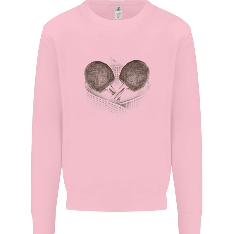 Ping Pong Sketch Table Tennis Set Kids Sweatshirt Jumper Light Pink