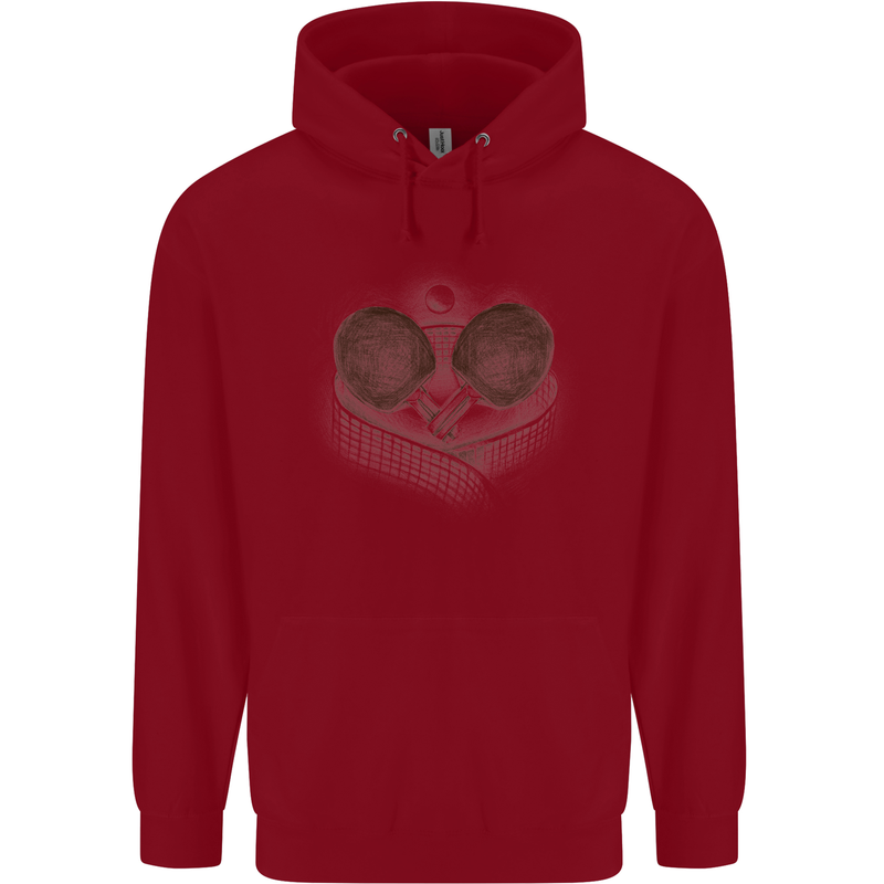 Ping Pong Sketch Table Tennis Set Mens 80% Cotton Hoodie Red