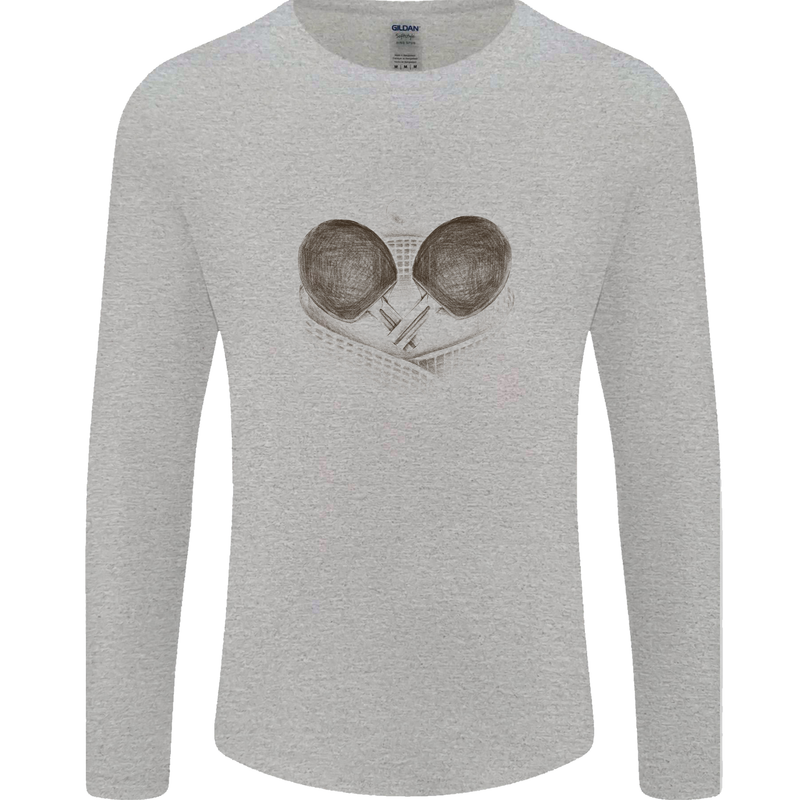Ping Pong Sketch Table Tennis Set Mens Long Sleeve T-Shirt Sports Grey