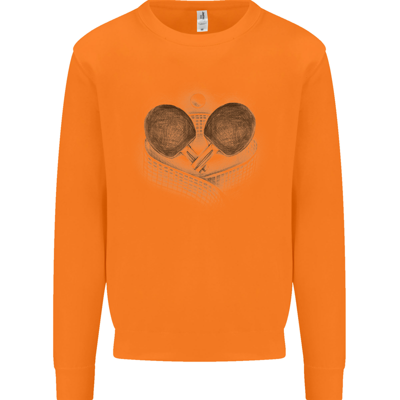 Ping Pong Sketch Table Tennis Set Mens Sweatshirt Jumper Orange