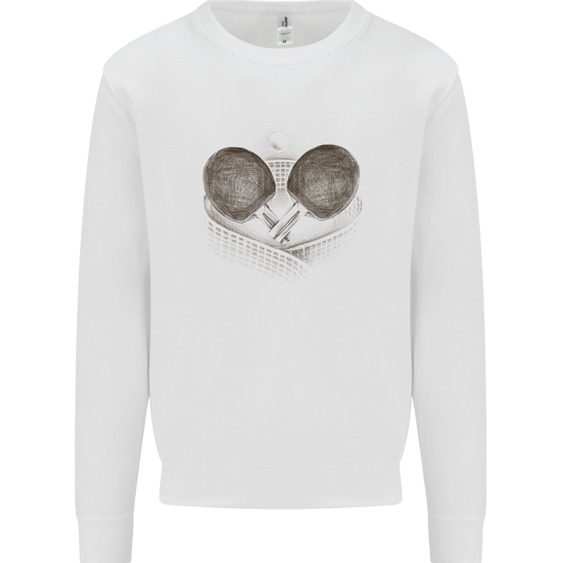 Ping Pong Sketch Table Tennis Set Mens Sweatshirt Jumper White