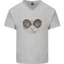 Ping Pong Sketch Table Tennis Set Mens V-Neck Cotton T-Shirt Sports Grey