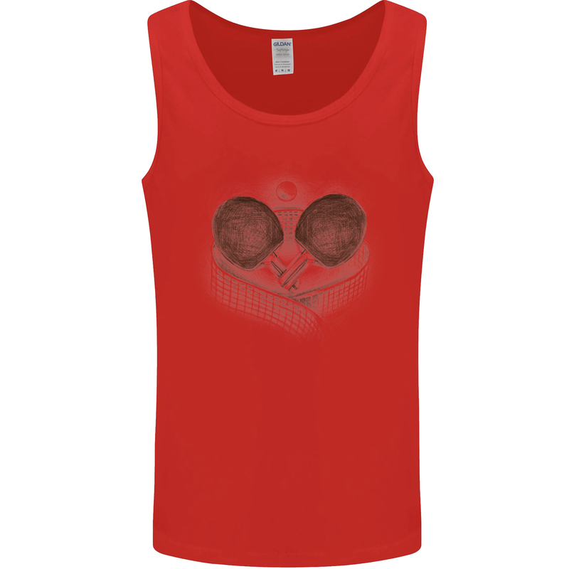 Ping Pong Sketch Table Tennis Set Mens Vest Tank Top Red