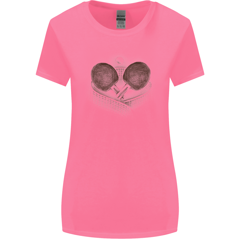 Ping Pong Sketch Table Tennis Set Womens Wider Cut T-Shirt Azalea