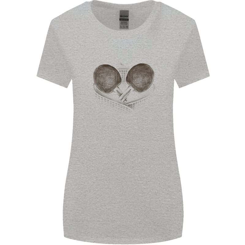 Ping Pong Sketch Table Tennis Set Womens Wider Cut T-Shirt Sports Grey