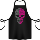 Pink and Grey Skull Pattern Gothic Biker Cotton Apron 100% Organic Black