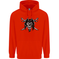 Pirate & Swords Skull Captain Jolly Roger Childrens Kids Hoodie Bright Red