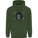 Pirate & Swords Skull Captain Jolly Roger Childrens Kids Hoodie Forest Green