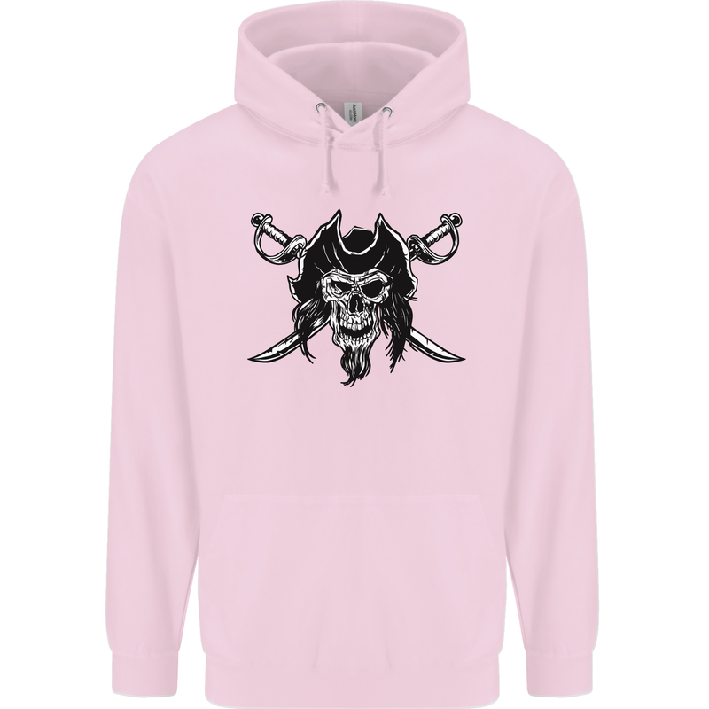 Pirate & Swords Skull Captain Jolly Roger Childrens Kids Hoodie Light Pink