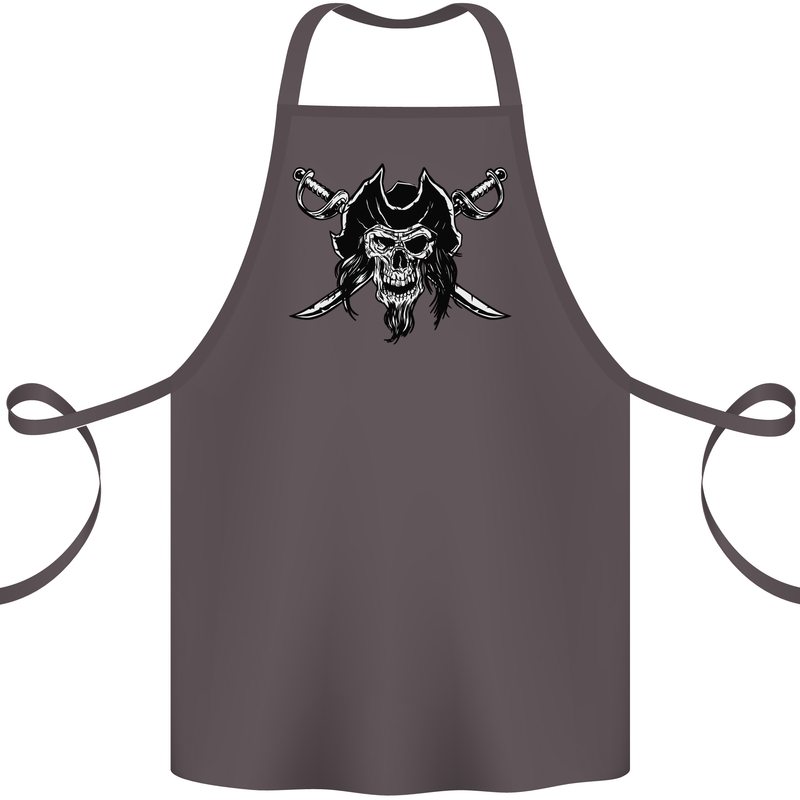Pirate & Swords Skull Captain Jolly Roger Cotton Apron 100% Organic Dark Grey