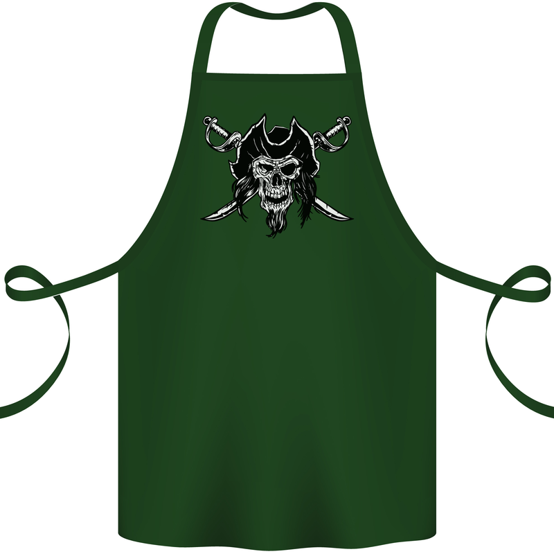 Pirate & Swords Skull Captain Jolly Roger Cotton Apron 100% Organic Forest Green
