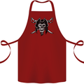 Pirate & Swords Skull Captain Jolly Roger Cotton Apron 100% Organic Maroon