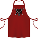 Pirate & Swords Skull Captain Jolly Roger Cotton Apron 100% Organic Maroon