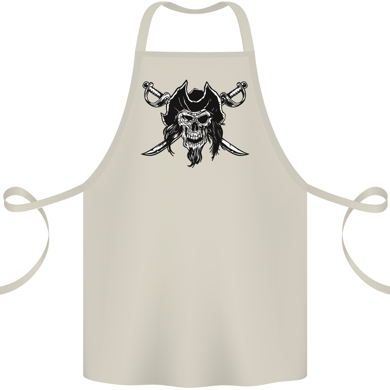 Pirate & Swords Skull Captain Jolly Roger Cotton Apron 100% Organic Natural