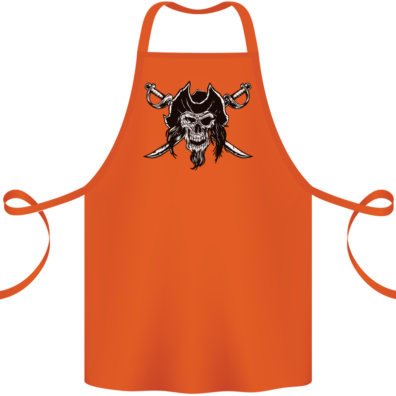 Pirate & Swords Skull Captain Jolly Roger Cotton Apron 100% Organic Orange