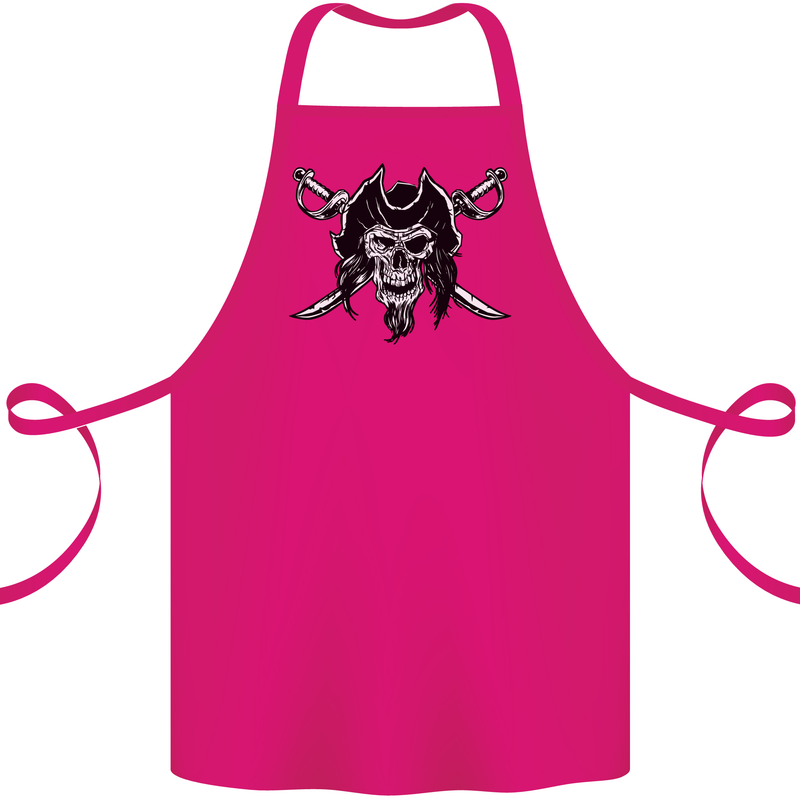 Pirate & Swords Skull Captain Jolly Roger Cotton Apron 100% Organic Pink
