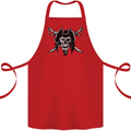 Pirate & Swords Skull Captain Jolly Roger Cotton Apron 100% Organic Red