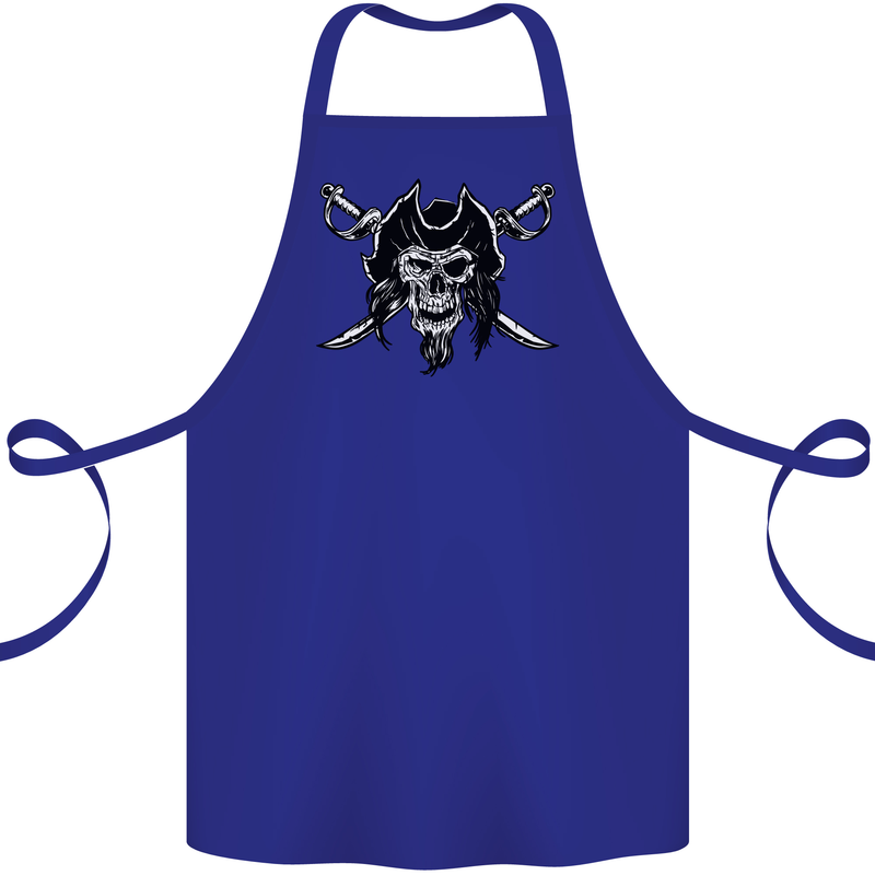 Pirate & Swords Skull Captain Jolly Roger Cotton Apron 100% Organic Royal Blue