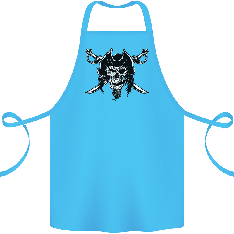 Pirate & Swords Skull Captain Jolly Roger Cotton Apron 100% Organic Turquoise