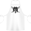 Pirate & Swords Skull Captain Jolly Roger Cotton Apron 100% Organic White