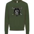 Pirate & Swords Skull Captain Jolly Roger Kids Sweatshirt Jumper Forest Green