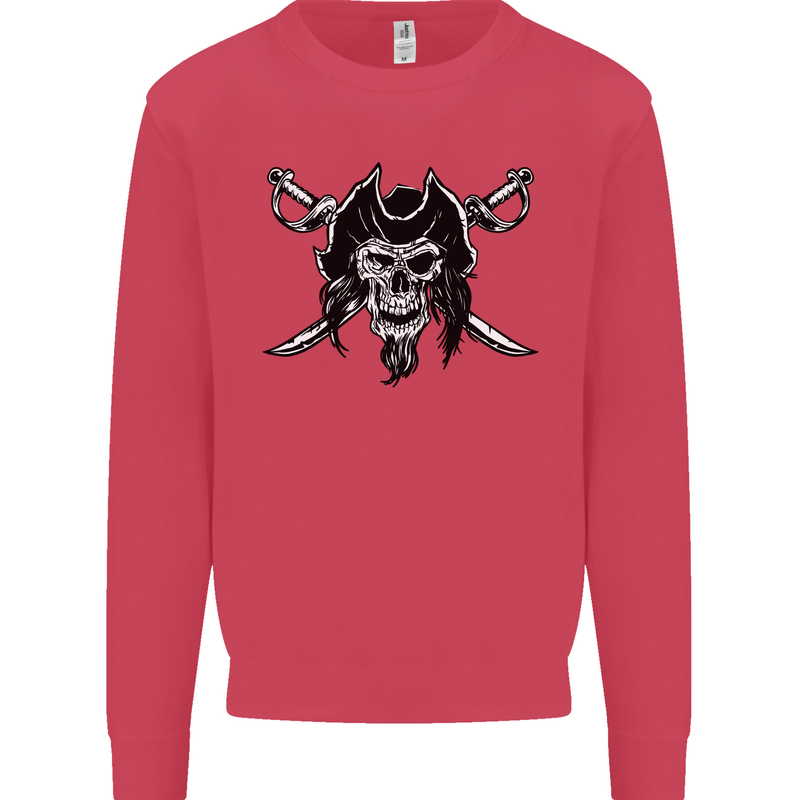 Pirate & Swords Skull Captain Jolly Roger Kids Sweatshirt Jumper Heliconia