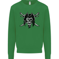 Pirate & Swords Skull Captain Jolly Roger Kids Sweatshirt Jumper Irish Green
