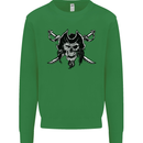 Pirate & Swords Skull Captain Jolly Roger Kids Sweatshirt Jumper Irish Green
