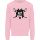 Pirate & Swords Skull Captain Jolly Roger Kids Sweatshirt Jumper Light Pink
