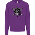 Pirate & Swords Skull Captain Jolly Roger Kids Sweatshirt Jumper Purple