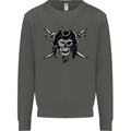 Pirate & Swords Skull Captain Jolly Roger Kids Sweatshirt Jumper Storm Grey